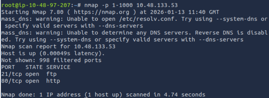 nmap scan for 1-1000 ports